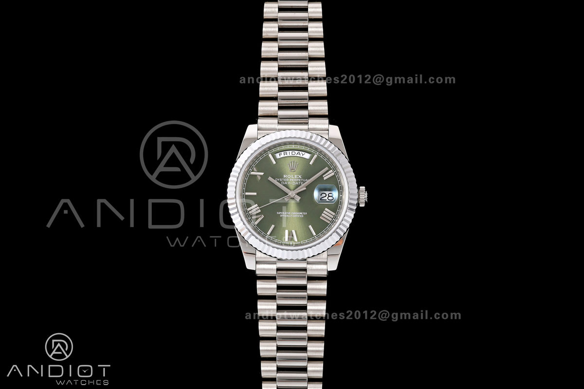 Day Date 40 SS RGF 1:1 Best Edition Green Roman Dial on President Bracelet VR3255 V2